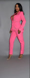2 Piece Powersuit Blazer & Pants Set With Rhinestone Letterings On Blazer