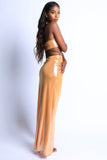 Foil Surplice Halter Top And Opened Maxi Skirt