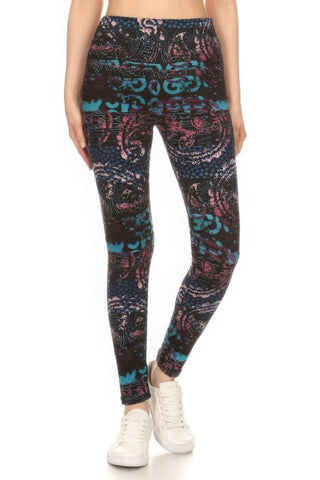 5-inch Long Yoga Style Banded Lined Mixed Pattern Print