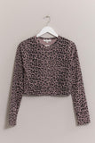 HYFVE Animal Print Snap Down Crop Cardigan