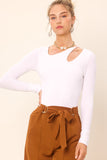 Idem Ditto Front Cut Out Long Sleeve Knit Top