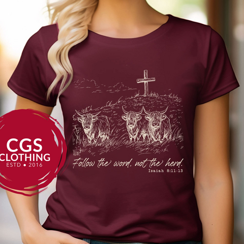 Follow The Word Cattle Herd Tee
