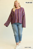 Novelty Knit And Solid Knit Mixed Loose Top