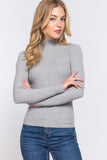 Long Slv Mock Neck Rib Sweater