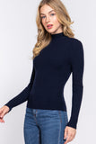 Long Slv Mock Neck Rib Sweater