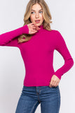 Long Slv Mock Neck Rib Sweater