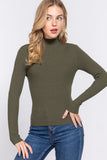 Long Slv Mock Neck Rib Sweater