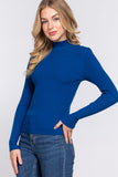 Long Slv Mock Neck Rib Sweater