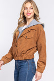 Long Slv Hoodie Corduroy Jacket