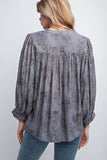 3/4 Sleeves Crepe Button Down Printed Top