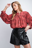 3/4 Sleeves Crepe Button Down Printed Top