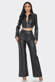Faux Leather Set With Rhinestone Detail
