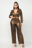 Foil Plisse Tunnel Shirring Top And Pants Set