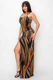 Split Thigh Multicolor Long Dress