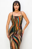 Split Thigh Multicolor Long Dress