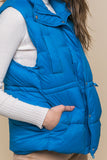 Zip Up Button Puffer Vest With Waist Toggles