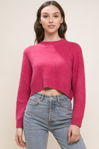 Wool Blend Cropped Sweater Top
