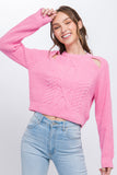 Knit Pullover Sweater With Cold Shoulder Detail