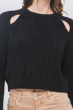 Knit Pullover Sweater With Cold Shoulder Detail