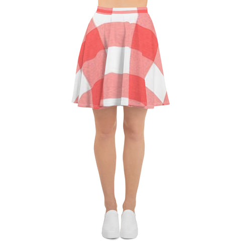 Coral Plaid Skater Skirt
